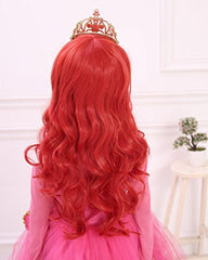 Long Wavy Red Synthetic Cosplay Hair Wig For Children 24inch