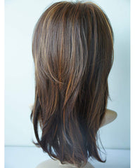 Long Layered Shoulder Length Synthetic Hair Fiber Highlight Multicolor for Women