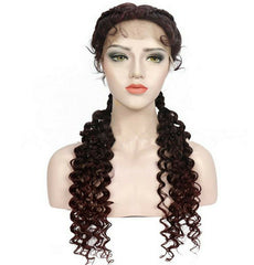 Hand Swiss Synthetic Lace Front Dutch Twins Braid Wig with Baby Hair Middle Part