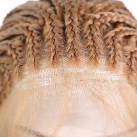 Dark Brown Micro Braiding Synthetic Lace Front Wigs Natural Hairline Fiber Braid