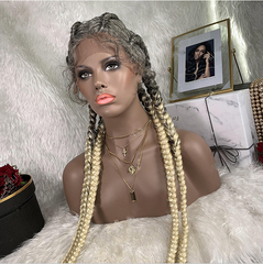 Synthetic Lace Front Braids Wigs With Baby Hair Long Braided Wig For Women