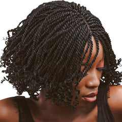 Short Senegal Twist Braided Wigs Curly End Synthetic Box Braided Crochet Wig