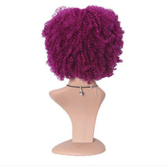 Afro Kinky Curly Synthetic Wigs Bob Rose Pink Heat Safe Party for Black Women