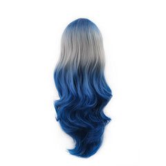 Long Wavy Body Wave Blue Gray Balayage Cosplay Anime Wigs for Fashion Women
