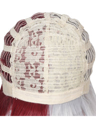 Half Silver White Half Red Cosplay Wig for Halloween