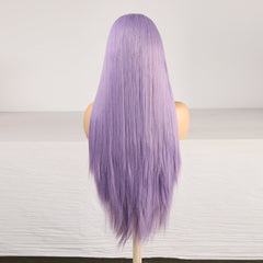 Long Straight Wigs Light Purple Lace Front Synthetic Wig Women Cosplay Costume