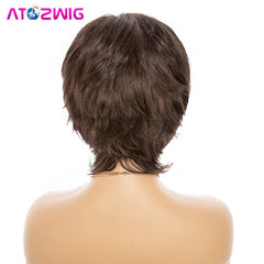 Short Dark Brown Wig with Bangs Natural Hair Daily Wear Wigs for Women