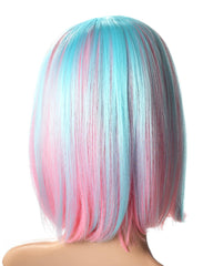 Pink/Green Color Ombre Short Bob Wig Shoulder Length Hair Extension