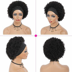 Headband Wig Human Hair Short Afro Kinky Curly Headband Wigs for Black Women