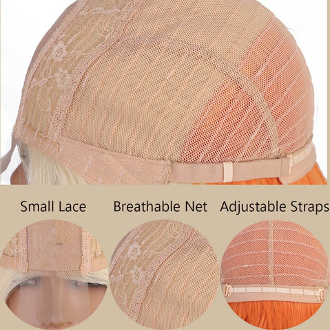 Short Synthetic Lace Front Wigs for Women Blonde Orange Shoulder Length Heat Resistant Wig for Daily Party Use