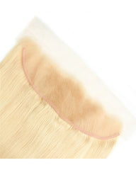 Remy Brazilian Human Hair Bundles Weaves with 13x4 Lace Frontal Straight Hair 613 Color