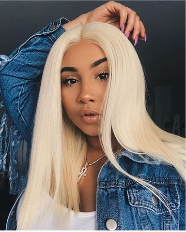 Remy Human Hair Straight None Lace Hair Wig 26inch 613 Color
