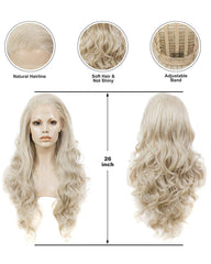 Long Wave Synthetic Hair Wigs For Women Blonde Lace Front Wigs Natural Hairline 26inch