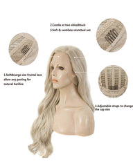 Long Wave Synthetic Hair Wigs For Women Blonde Lace Front Wigs Natural Hairline 26inch