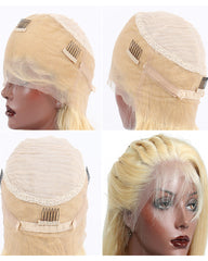 Remy Human Hair Straight 360 Lace Frontal Wig 8-24inch 613 Color