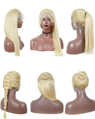 Remy Human Hair Straight 360 Lace Frontal Wig 8-24inch 613 Color