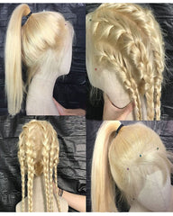 Remy Human Hair Straight 360 Lace Frontal Wig 8-24inch 613 Color