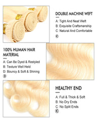 Remy Braziian Body Wave Human Hair 3 Bundles 10-26inch 613 Color