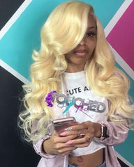 Remy Human Hair Body Wave Hair 13x6 Lace Frontal Wig 12-26inch 613 Color