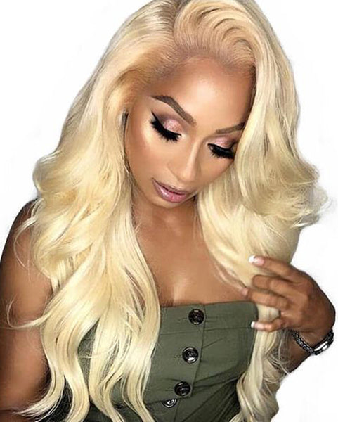 Remy Human Hair Body Wave Hair 360 Lace Frontal Wig 10-22inch 613 Color