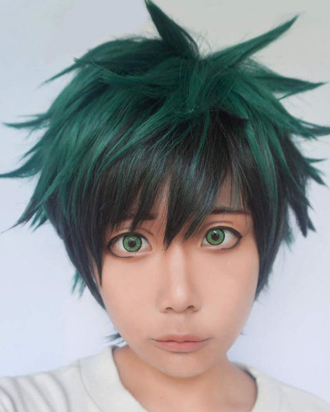 All Green Short Curly Prestyled Natural Cosplay Wig for Halloween