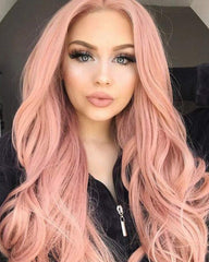 ATOZWIG Long Wavy 22Inch Orange Pink Heat Resistant Fiber Synthetic Cosplay Wigs