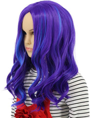 Kids Child Long Wave Purple and Blue Cosplay Wig Halloween Costumes Anime Party Wig（Kids）