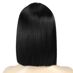 ATOZWIG Short Bob Wigs 12" Straight Silky Hair Synthetic Colorful Cosplay Daily Party Wig for Women Natural As Real Hair+ Free Wig Cap (Black)