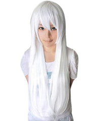 Synthetic Wig 32inches Long Straight Wigs Lolita White Cosplay Wig