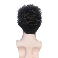 Men Short Black kinky Synthetic Hair Wig For Men Puffy Toupee Wigs