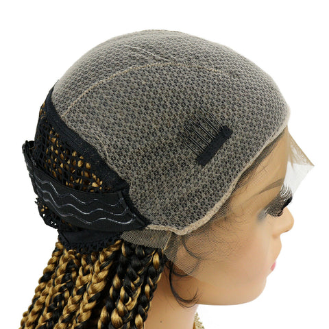 Long Black Box Braided Lace Front Wigs Cornrow Synthetic Full Wig With Baby Hair
