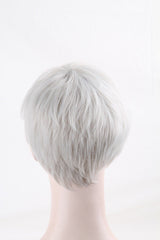 Cosplay Women Short pixie Cut Hair White Gray Silver Straight synthetic Wigs New