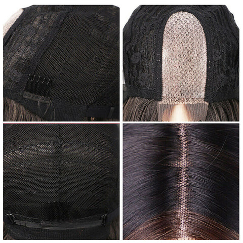 4*2 Lace Front Wigs Bob Wavy Black Brown Highlight Nautral line Synthetic Party Wigs
