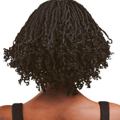 Short Senegal Twist Braided Wigs Curly End Synthetic Box Braided Crochet Wig