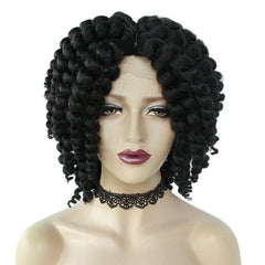Women Twist Braided Synthetic Lace Front Wig Black Braiding Twist Braids Bob Wig