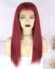 Remy Human Hair Straight 13x6 Lace Frontal Wig 8-26inch 99J Color