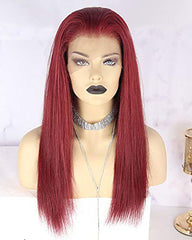 Remy Human Hair Straight 13x4 Lace Front Wig 8-26inch 99J Color