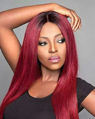 Human Hair Straight 13x6 Lace Frontal Wig 8-26inch 1B/99J Color