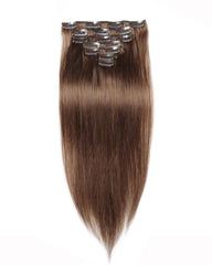 Clip In Human Hair Extensions Brazilian Remy Straight Hair #30 Light Brown Color 7 Pieces/Set 90 grams