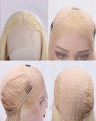 Synthetic Blonde Lace Front Wigs for Women Long Straight Wig Natural Looking Wig for Daily Use Heat Resistant Fiber