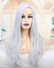 ATOZWIG Long Straight 22Inch Silver Heat Resistant Fiber Synthetic Cosplay Wigs