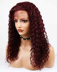 Remy Human Hair Curly Wave Full Lace Wig 16-24inch 99J Color