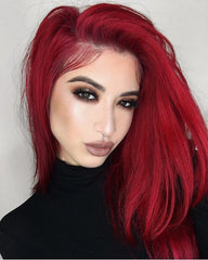 Human Hair Straight 360 Lace Frontal Wig 8-26inch 99J Color