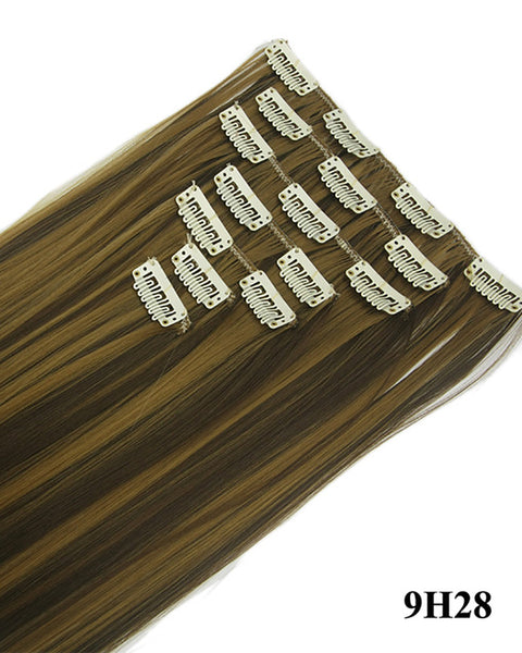 Clip In Synthetic Straight Hair Extensions 7 Pieces 24inch Long Hairpiece Hair