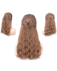 Synthetic Wig Fiber Wave Hair Lace Front Bronw Wig for Women Dark Rooted Brown Wigs Mixed Blonde Lace Wigs 18 inch