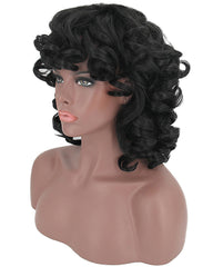 Short Curly Kinky Wigs for Black Women Synthetic Hair Wig Heat Resistant Wigs with Wig Cap