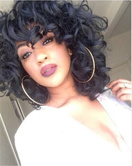Short Curly Kinky Wigs for Black Women Synthetic Hair Wig Heat Resistant Wigs with Wig Cap