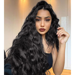 Long Body Wave Synthentic Wig Middle Part Heat Resistant Gluless Fiber Hair Wig