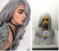 Long Straight Grey Wig Cosplay Wigs Synthetic Hair Full Wig Heat Charisma Party
