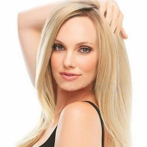 Blonde Straight Wig Side Part Gold Balayage Glueless No Lace Synthetic soft